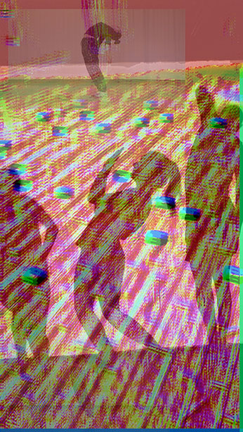 Christie Barnes -�Agitated AtomsThe tiny wriggling atom who dances to make bigger things work. We played like microscopic atoms, we played like groups of atoms conducting the rhythm of the engine. The conclusion: a playful analysis, a playful gesture, a playful explosion of energy under the notion of thermodynamics.